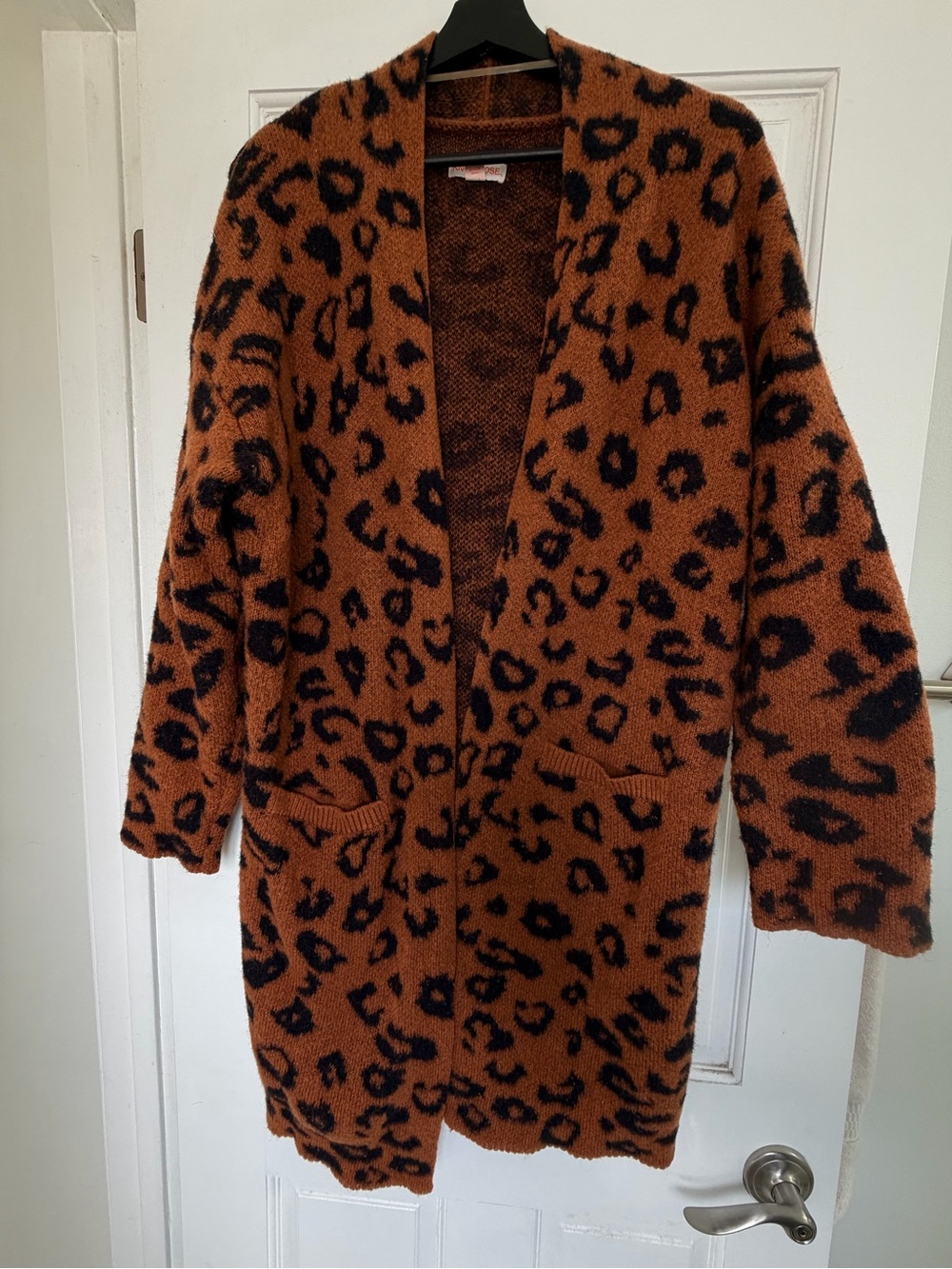 Knox Rose Cardigan Brown and Black Animal Print Size Medium